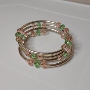 Metal And Glass Bead Expanding Wrap Around Bracelet